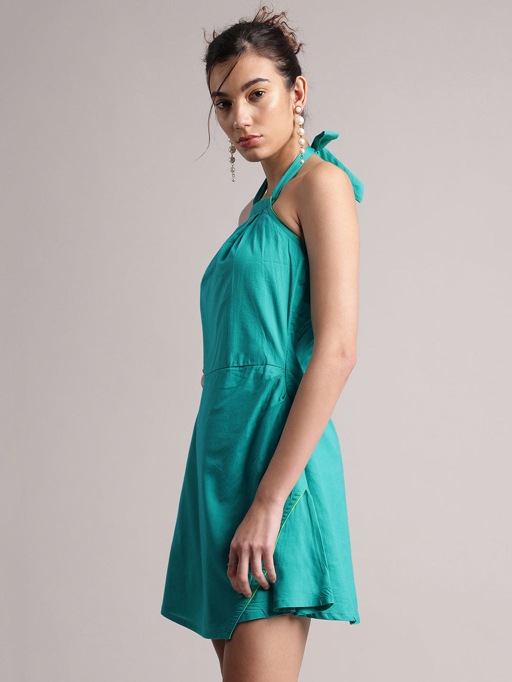 Zaccai Women's Aqua Cambric Solid Dress | Grocsy
