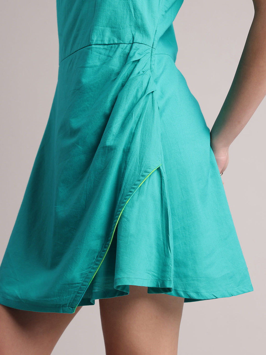 Zaccai Women's Aqua Cambric Solid Dress | Grocsy