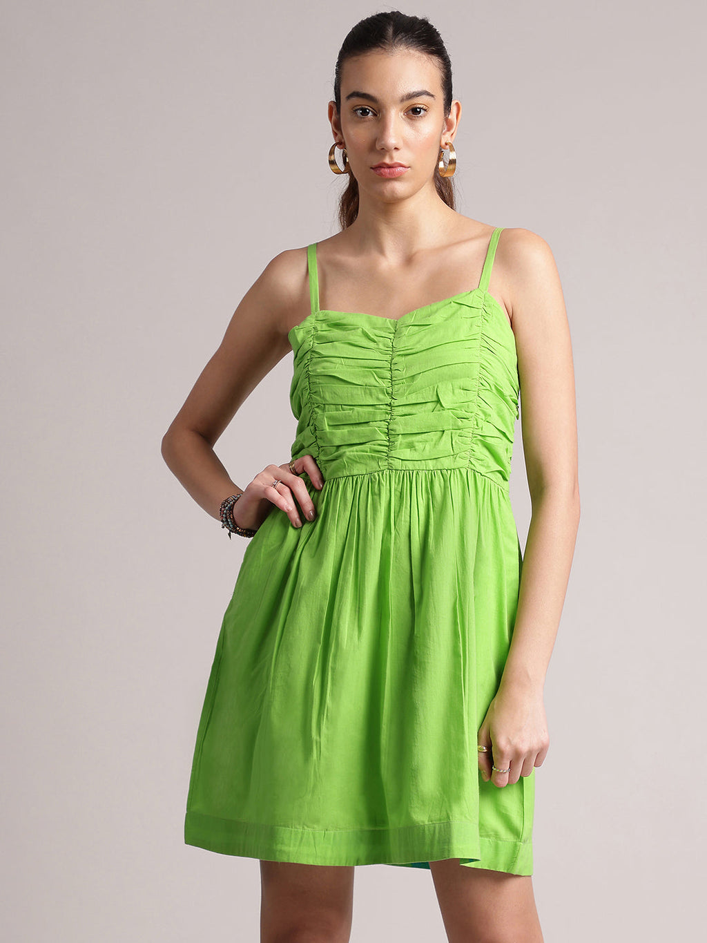 Zaccai Women's Lime Cambric Solid Dress | Grocsy