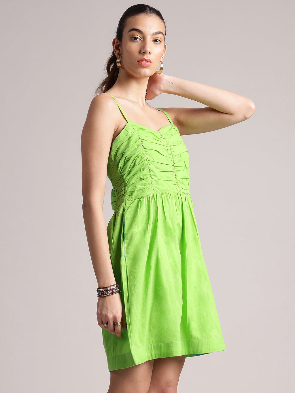 Zaccai Women's Lime Cambric Solid Dress | Grocsy