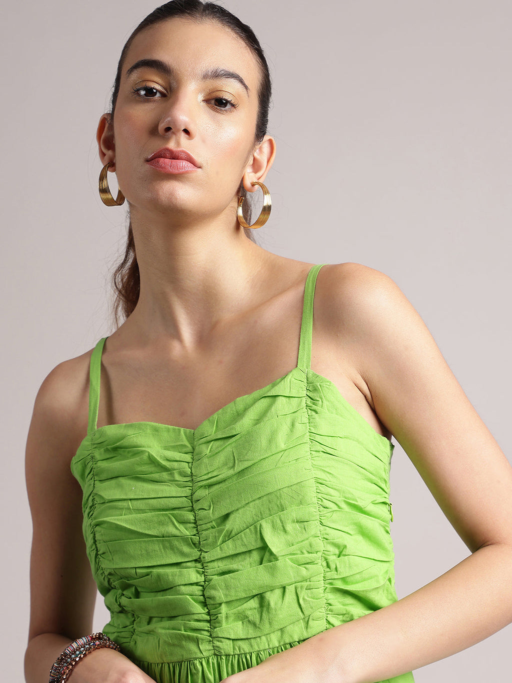 Zaccai Women's Lime Cambric Solid Dress | Grocsy
