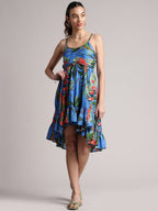Zaccai Women's Blue Muslin Tropical Dress | Grocsy