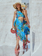 Zaccai Women's Blue Muslin Tropical Dress | Grocsy