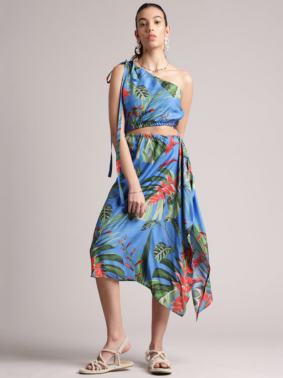 Zaccai Women's Blue Muslin Tropical Dress | Grocsy