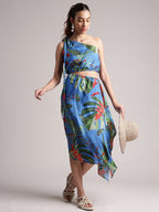 Zaccai Women's Blue Muslin Tropical Dress | Grocsy