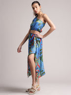 Zaccai Women's Blue Muslin Tropical Dress | Grocsy