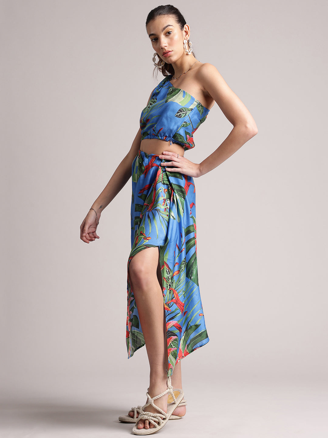Zaccai Women's Blue Muslin Tropical Dress | Grocsy