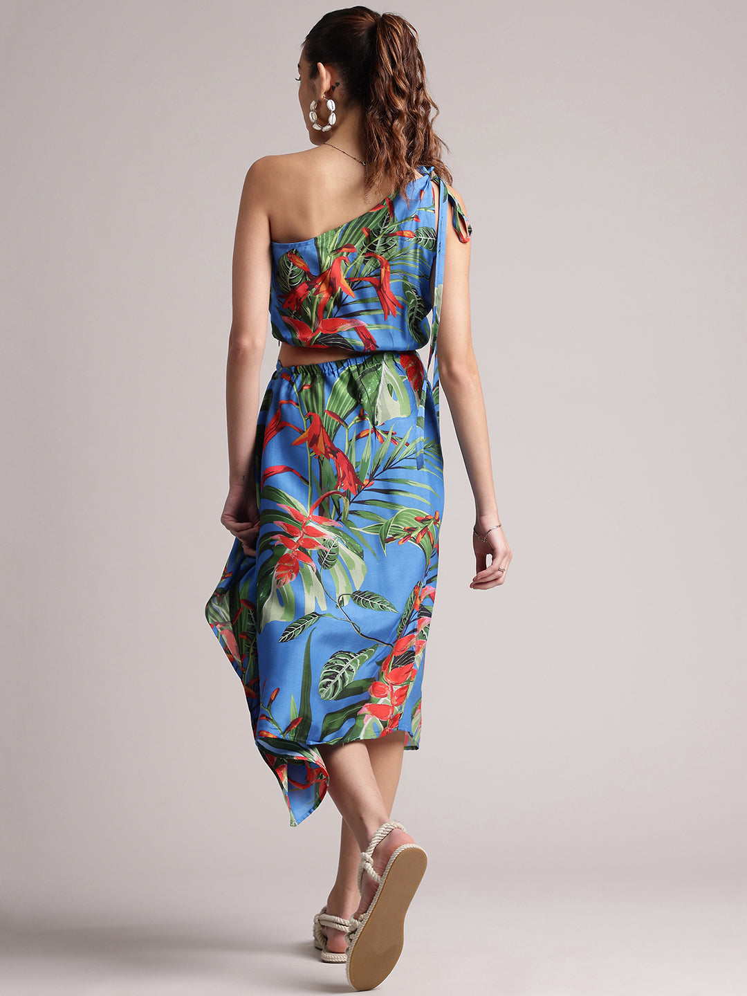 Zaccai Women's Blue Muslin Tropical Dress | Grocsy