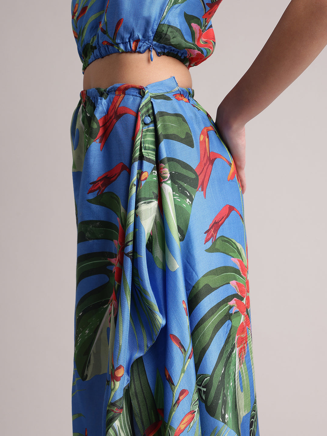 Zaccai Women's Blue Muslin Tropical Dress | Grocsy