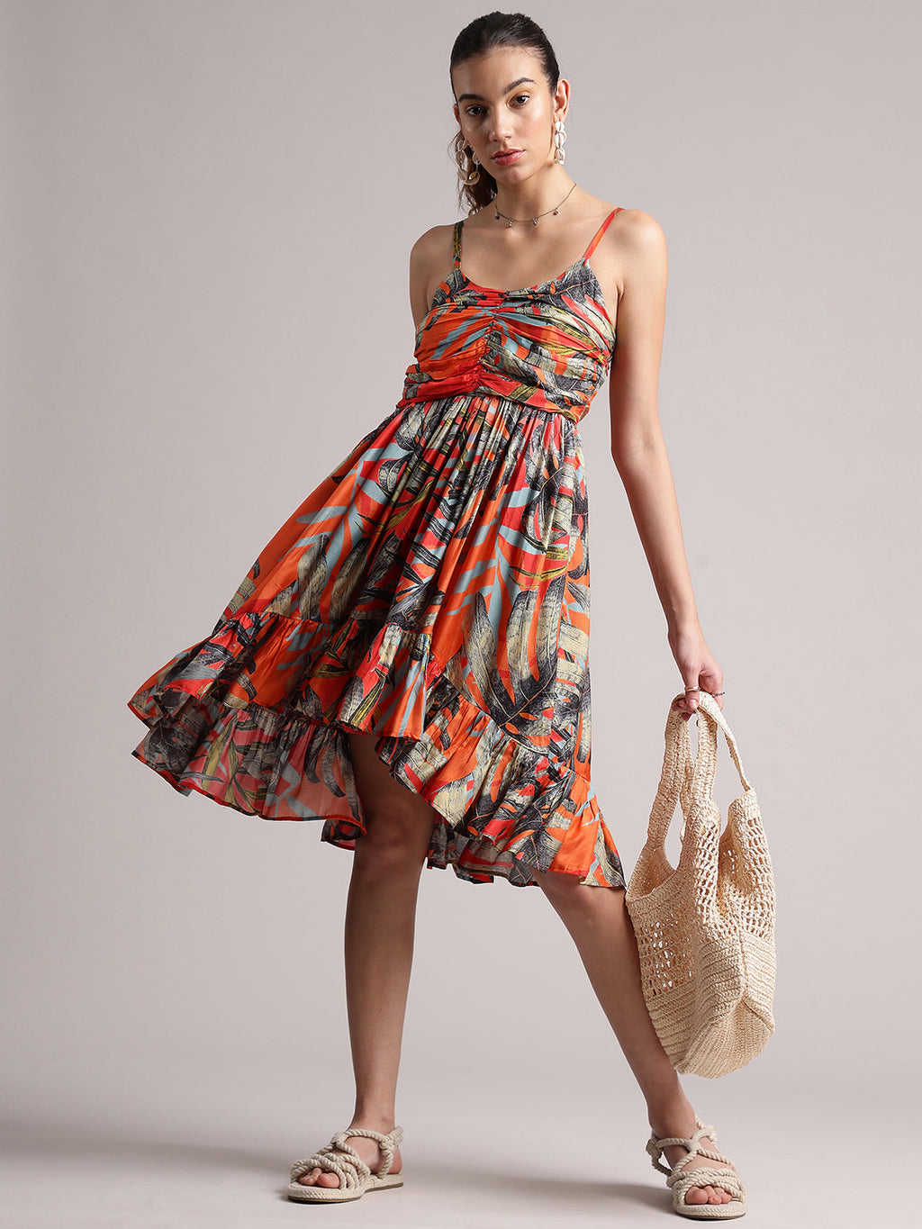 Zaccai Women's Red Muslin Tropical Dress | Grocsy