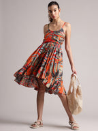 Zaccai Women's Red Muslin Tropical Dress | Grocsy