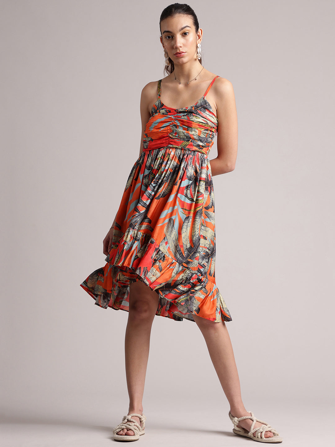 Zaccai Women's Red Muslin Tropical Dress | Grocsy