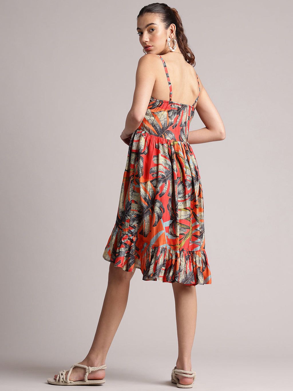 Zaccai Women's Red Muslin Tropical Dress | Grocsy