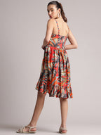 Zaccai Women's Red Muslin Tropical Dress | Grocsy