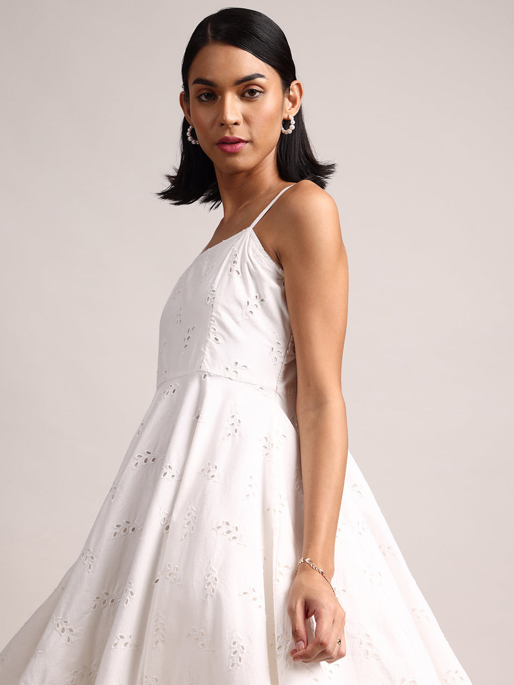 Zaccai Women's White Cambric Schiffli Dress | Grocsy