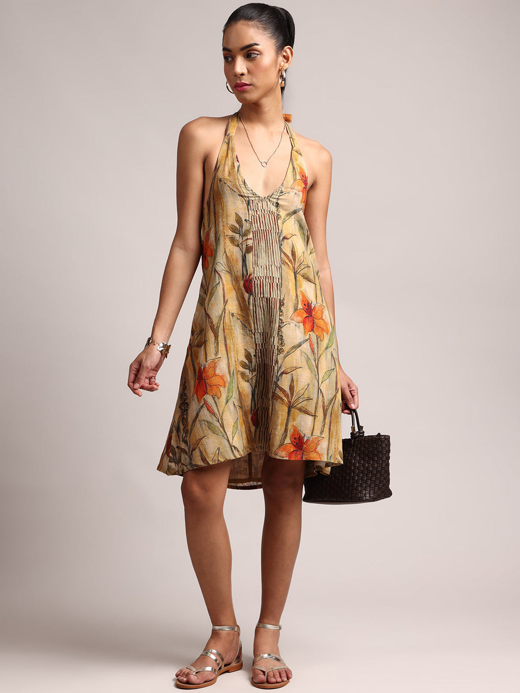 Zaccai Women's Multi Cotton Linen Floral Dress | Grocsy