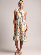 Zaccai Women's Yellow Linen Floral Dress | Grocsy