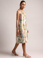 Zaccai Women's Yellow Linen Floral Dress | Grocsy