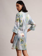 Zaccai Women's Blue Linen Floral Dress | Grocsy