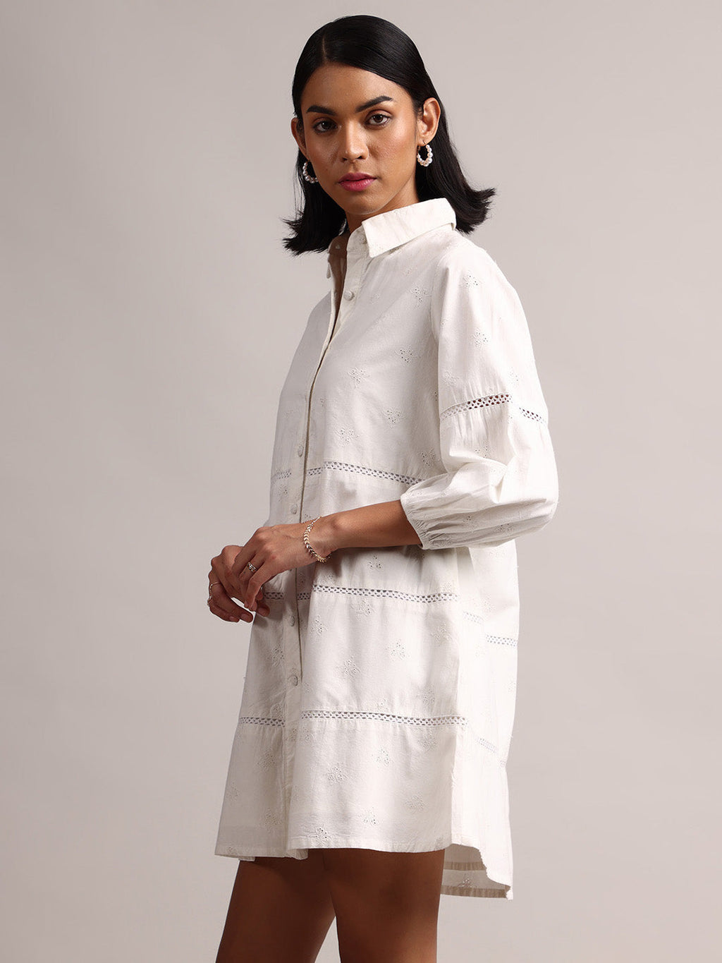 Zaccai Women's White Cambric Schiffli Dress | Grocsy
