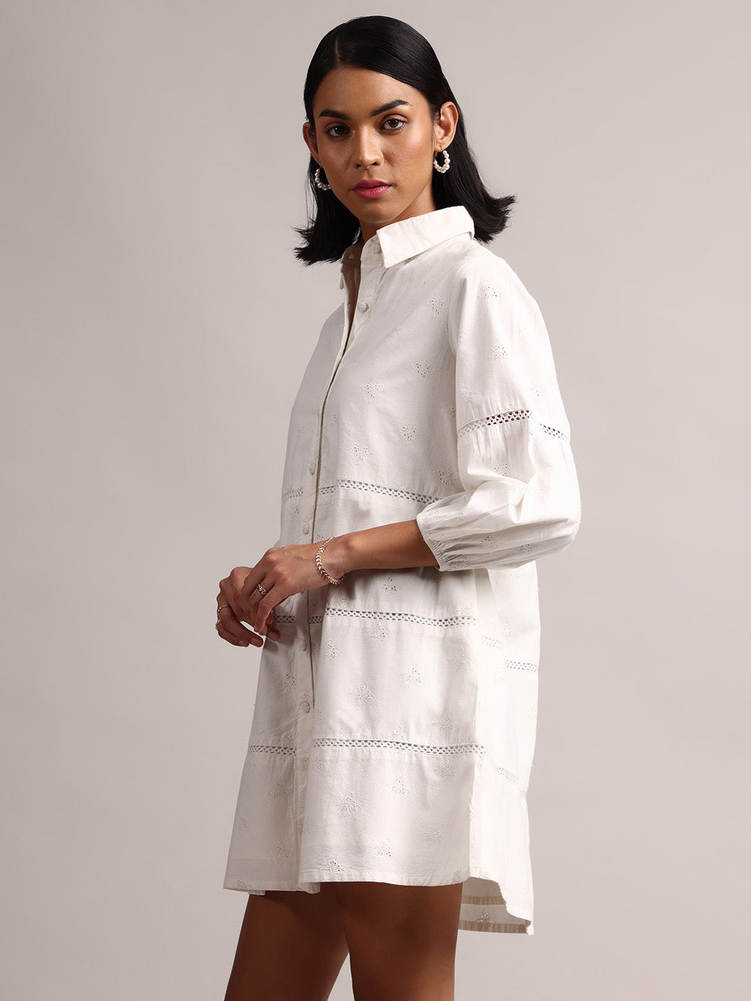 Zaccai Women's White Cambric Schiffli Dress | Grocsy
