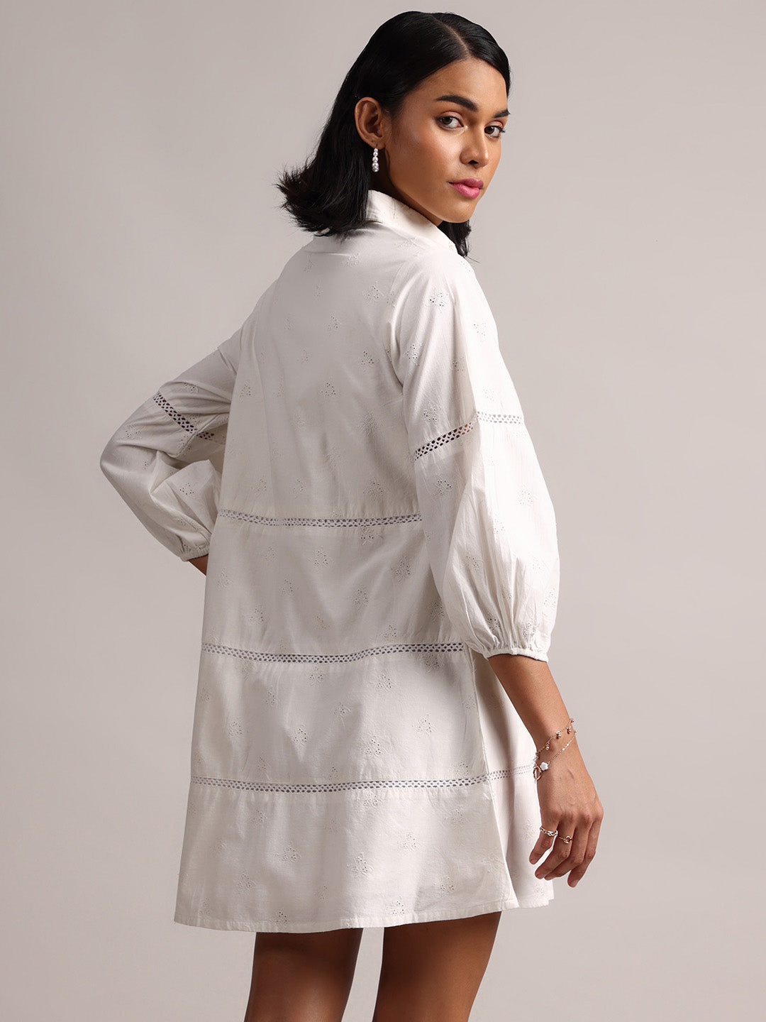 Zaccai Women's White Cambric Schiffli Dress | Grocsy