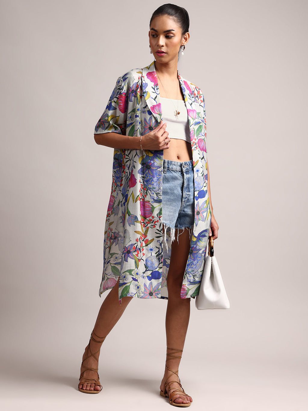 Zaccai Women's Multicolor Muslin Tropical Shrug | Grocsy