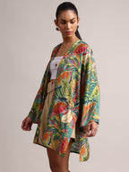 Zaccai Women's Green Muslin Tropical Shrug | Grocsy