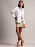 Zaccai Women's White Cambric Solid Top | Grocsy