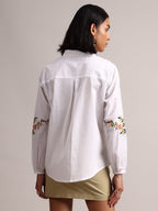 Zaccai Women's White Cambric Solid Top | Grocsy