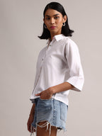 Zaccai Women's White Cambric Solid Top | Grocsy