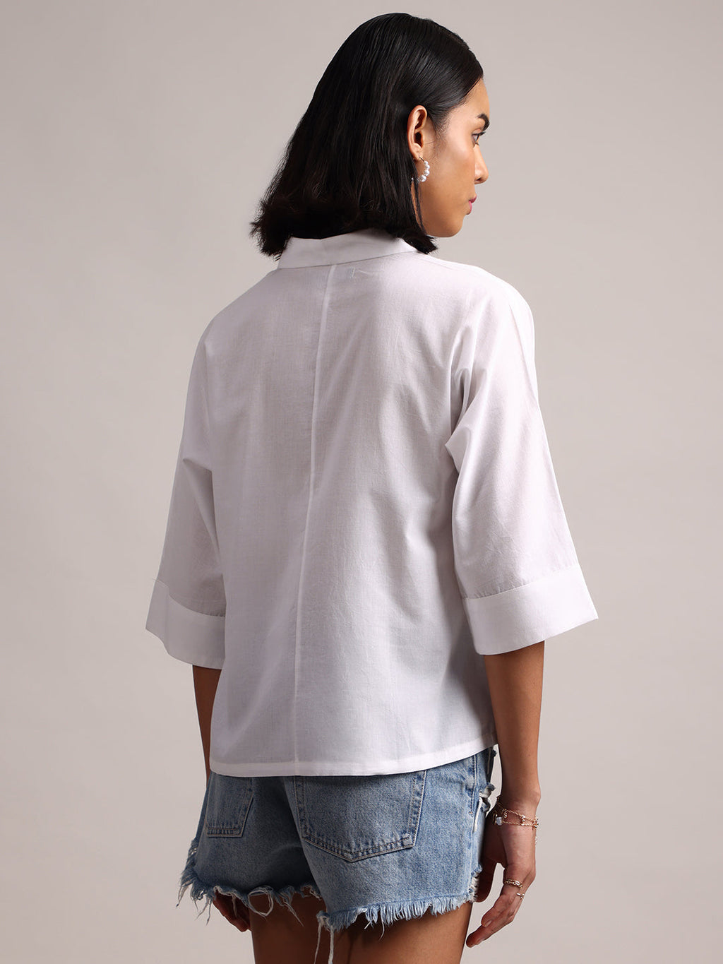 Zaccai Women's White Cambric Solid Top | Grocsy