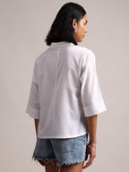Zaccai Women's White Cambric Solid Top | Grocsy