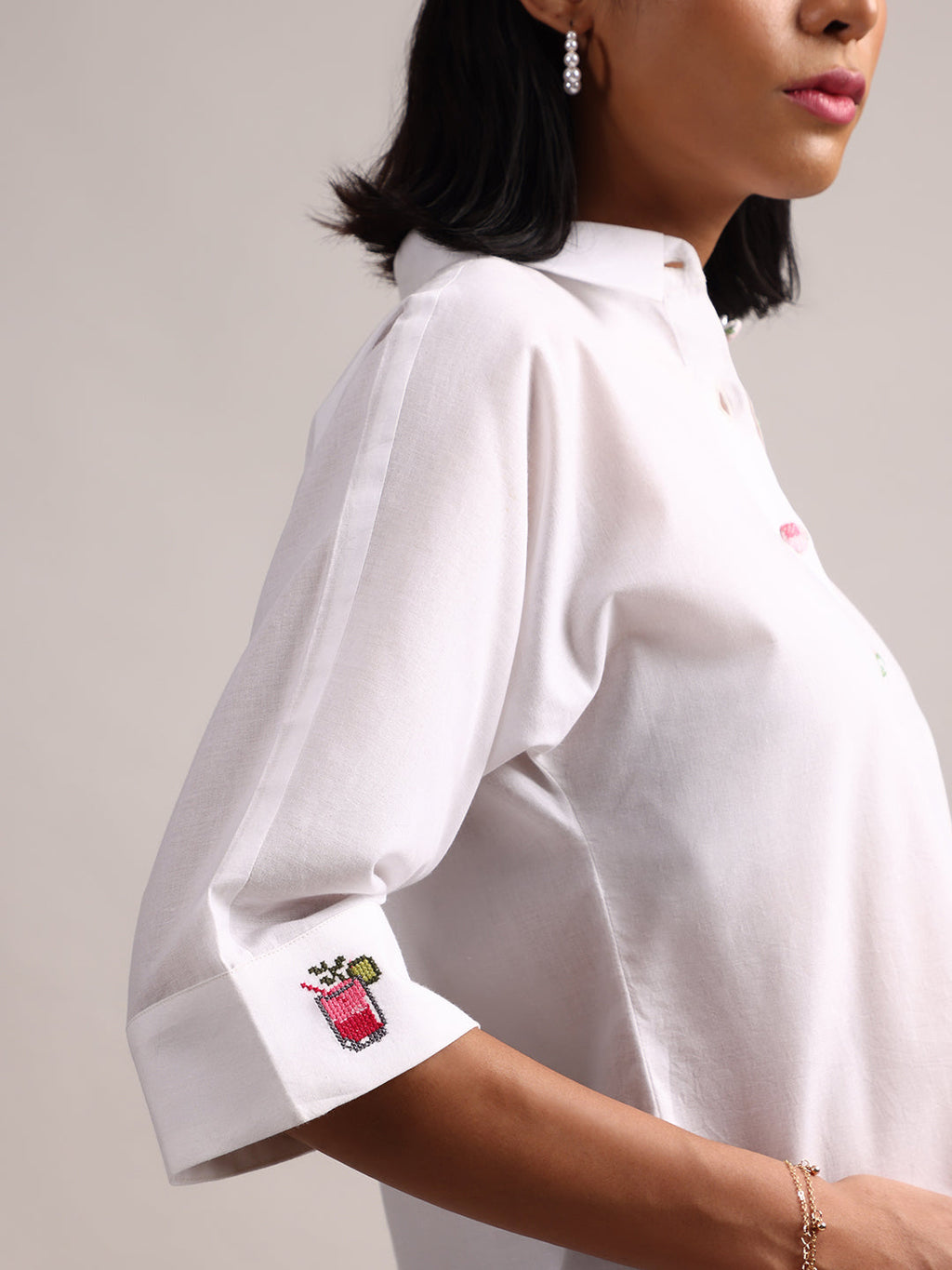 Zaccai Women's White Cambric Solid Top | Grocsy