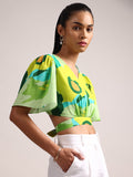 Zaccai Women's Green Cambric Floral Top | Grocsy