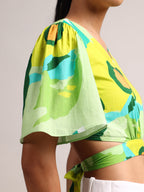 Zaccai Women's Green Cambric Floral Top | Grocsy