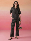 Janasya Black Straight Cotton Pant Co-ord Sets | Grocsy