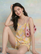 Janasya Yellow A-Line Cotton Shorts Co-ord Sets | Grocsy