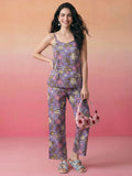 Janasya Lavender Straight Cotton Pant Co-ord Sets | Grocsy