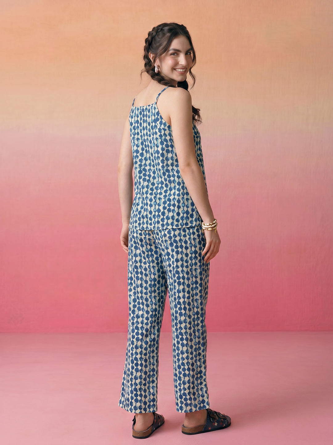 Janasya Off White Straight Cotton Pant Co-ord Sets | Grocsy