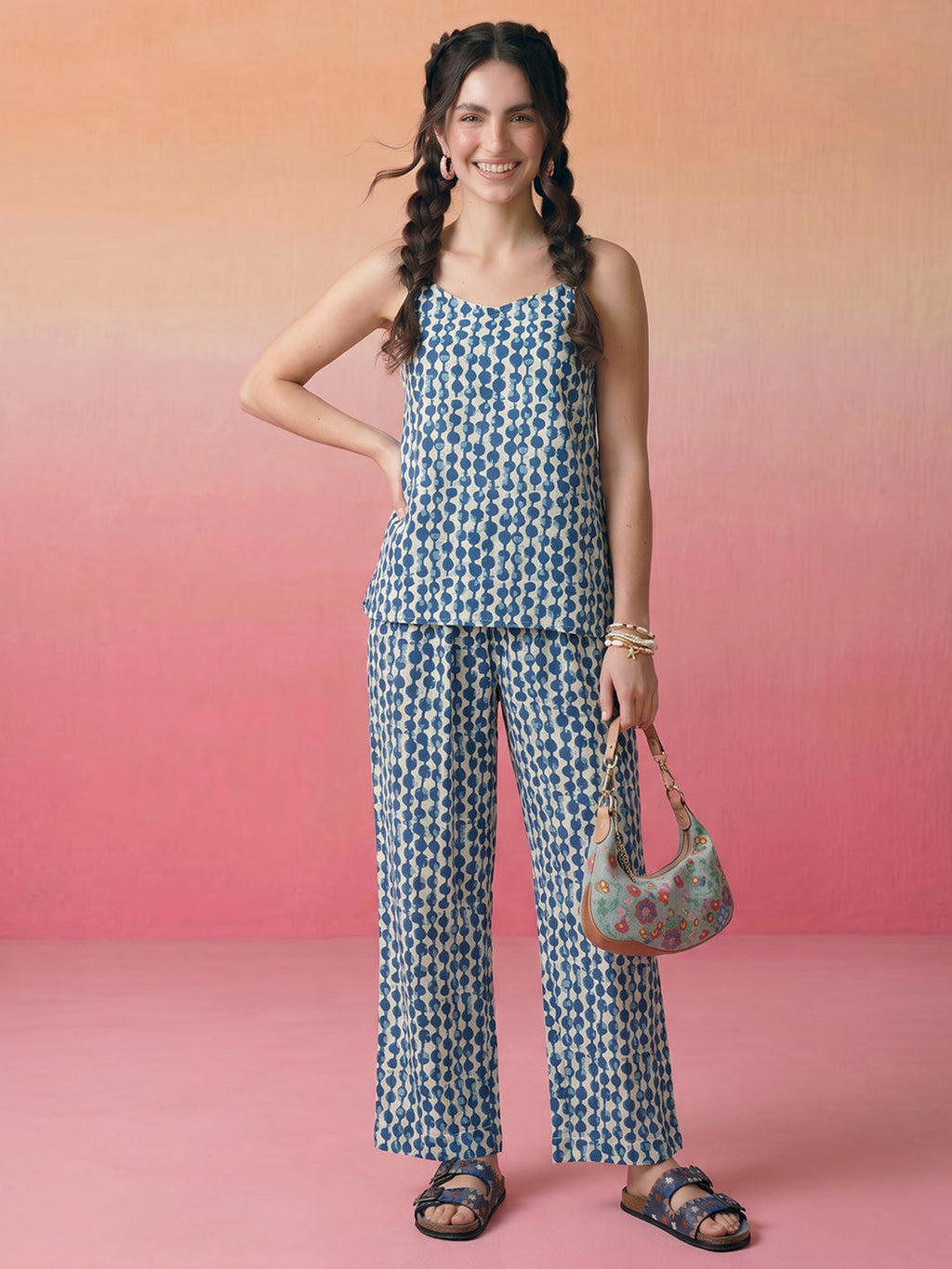 Janasya Off White Straight Cotton Pant Co-ord Sets | Grocsy