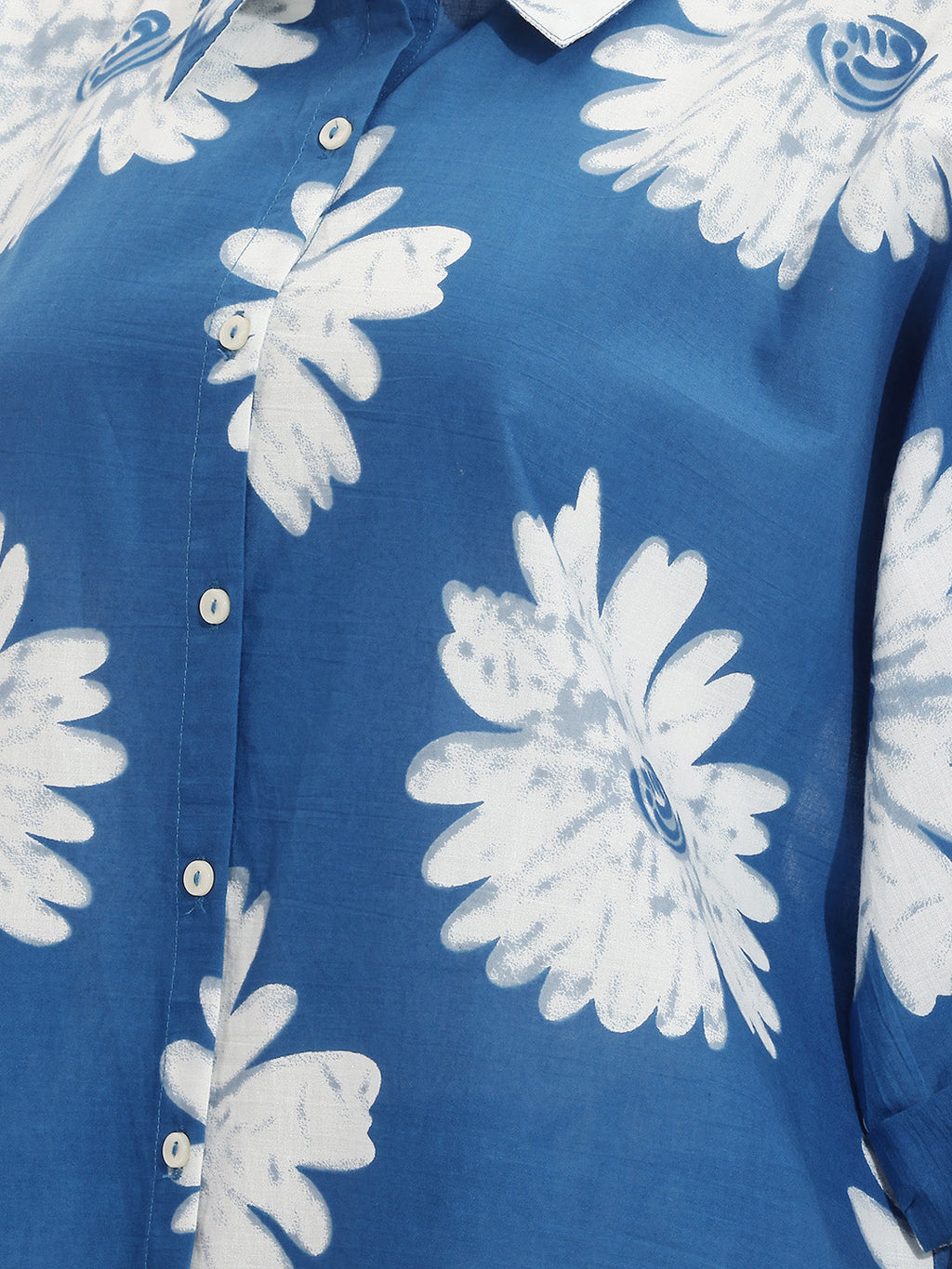 Janasya Blue Straight Cotton Pant Co-ord Sets | Grocsy