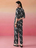 Janasya Black Straight Cotton Pant Co-ord Sets | Grocsy