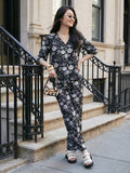 Janasya Black Straight Cotton Pant Co-ord Sets | Grocsy