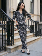 Janasya Black Straight Cotton Pant Co-ord Sets | Grocsy