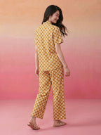 Janasya Mustard Straight Cotton Pant Co-ord Sets | Grocsy