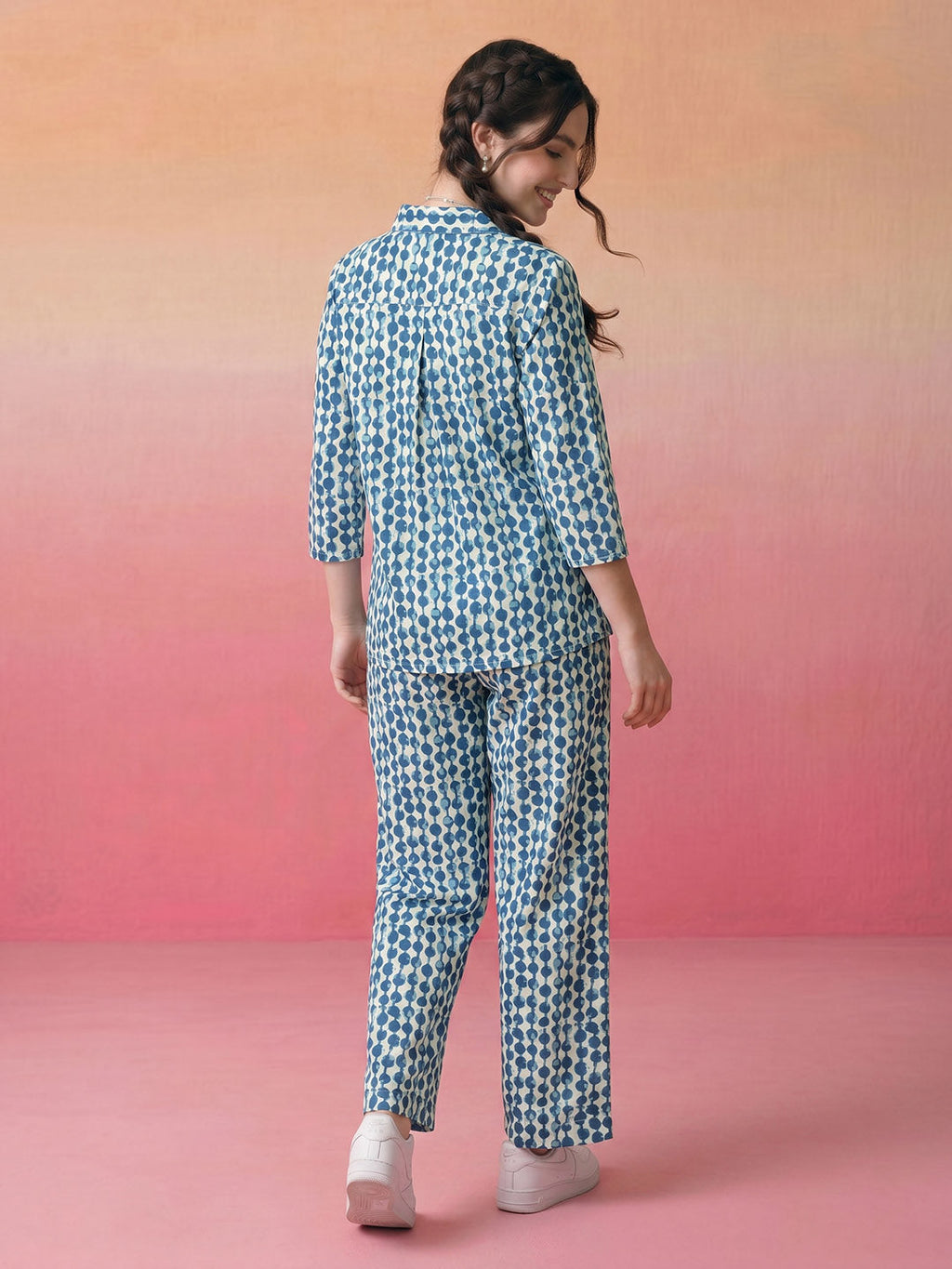 Janasya Off White Straight Cotton Pant Co-ord Sets | Grocsy