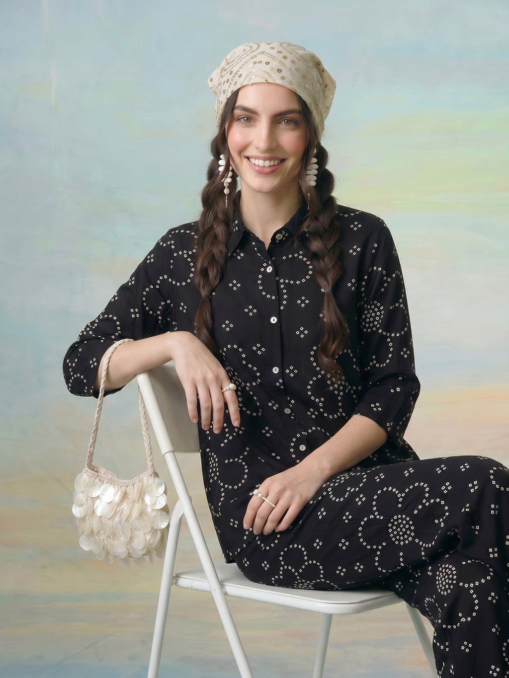 Janasya Black Straight Cotton Pant Co-ord Sets | Grocsy
