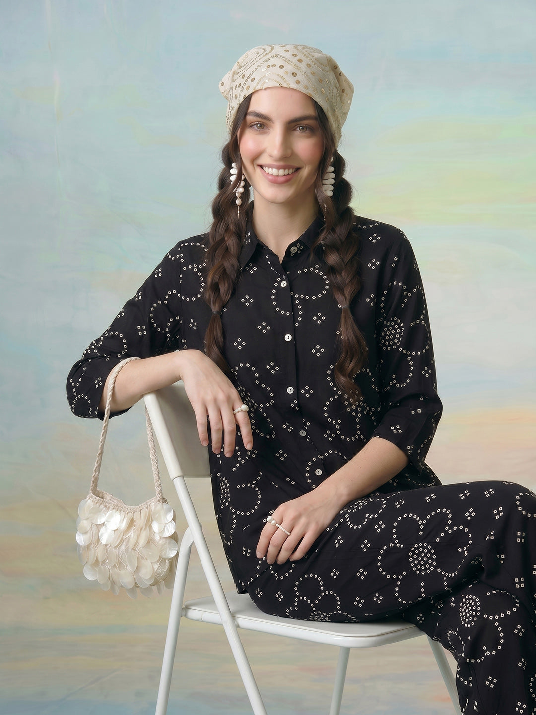 Janasya Black Straight Cotton Pant Co-ord Sets | Grocsy