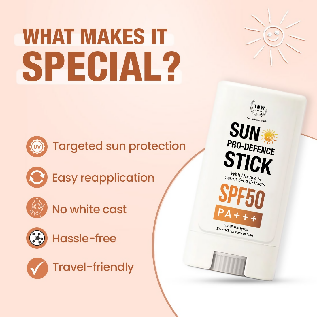 The Natural Wash Sun Pro Defence Sunscreen Stick SPF50 | Grocsy